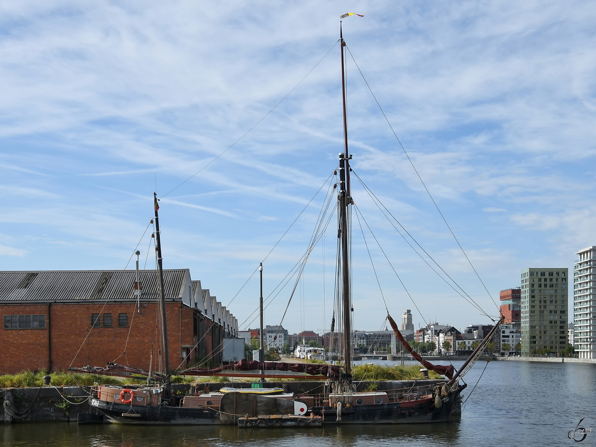 Das Segelschiff  T'ai  Ende Juli 2018 im Kattendijkdok Antwerpen.