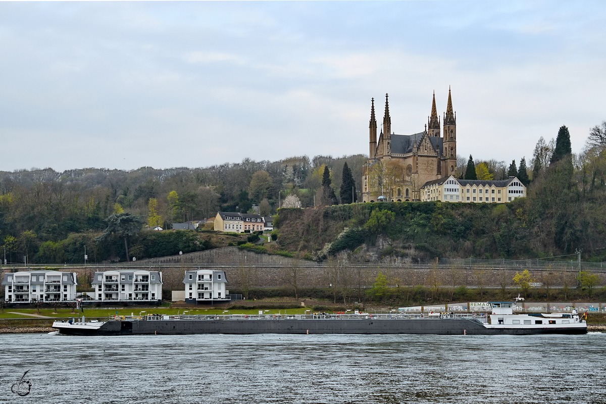 Das Tankmotorschiff ALUKARD (ENI: 02327562) war Anfang April 2021 auf dem Rhein bei Unkel zu sehen.