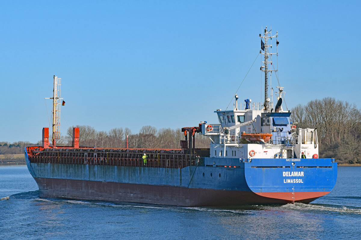 DELAMAR (IMO 209731000) am 28.02.2023 unweit Lübeck-Travemünde