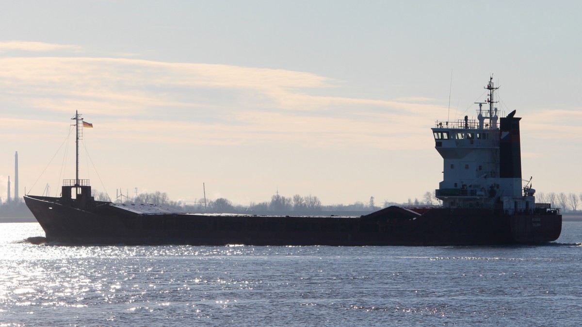 Der Frachter Kurkse am 21.11.2013 vor Bremerhaven.