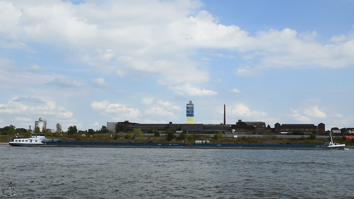 Der Koppelverband ELUNDA I / II (ENI: 02329444 / 02329290) fährt den Rhein hinauf, so gesehen Ende August 2022 in Duisburg)