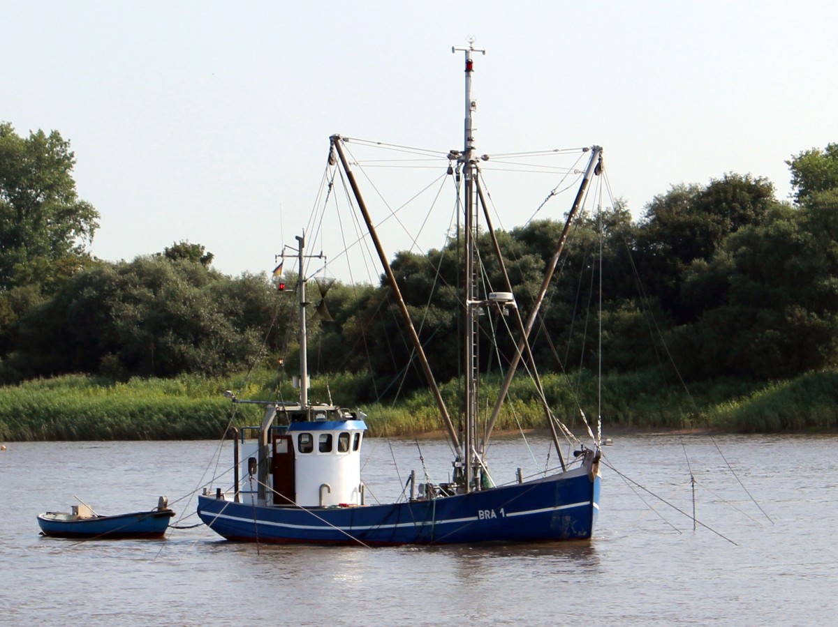 Der Kutter BRA 1, Freiheit am 15.08.2013 auf der Weser.