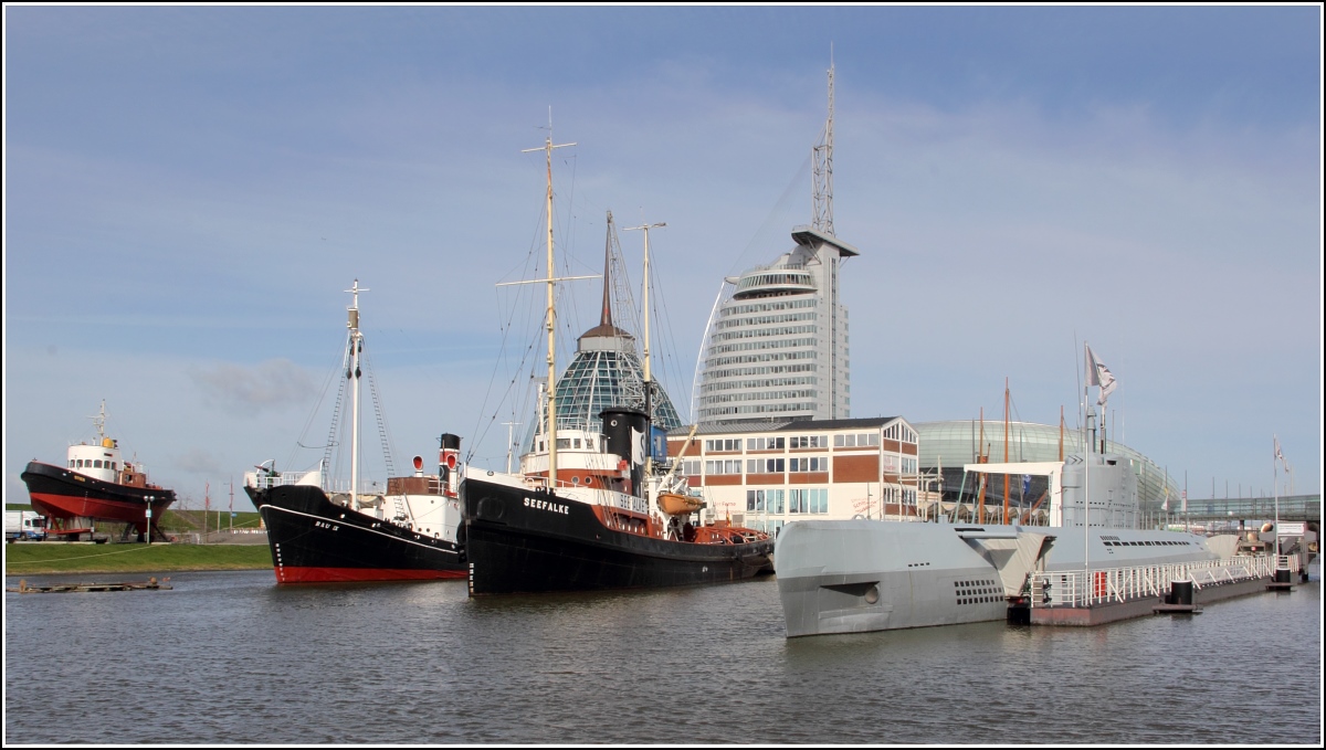 Der südliche Teil des Alten Hafen in Bremerhaven wird vom Deutschen Schiffahrtsmuseum als ...