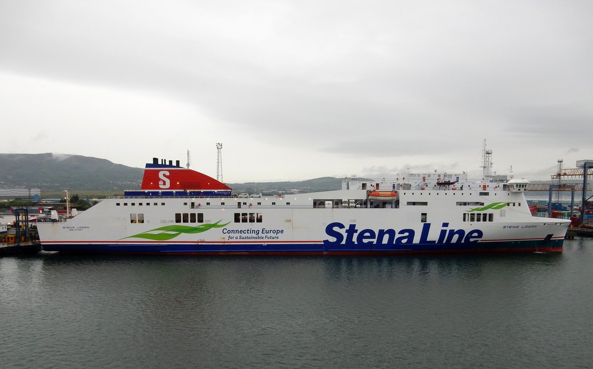 Die 186m lange Fähre Stena Lagan am 01.06.17 in Belfast