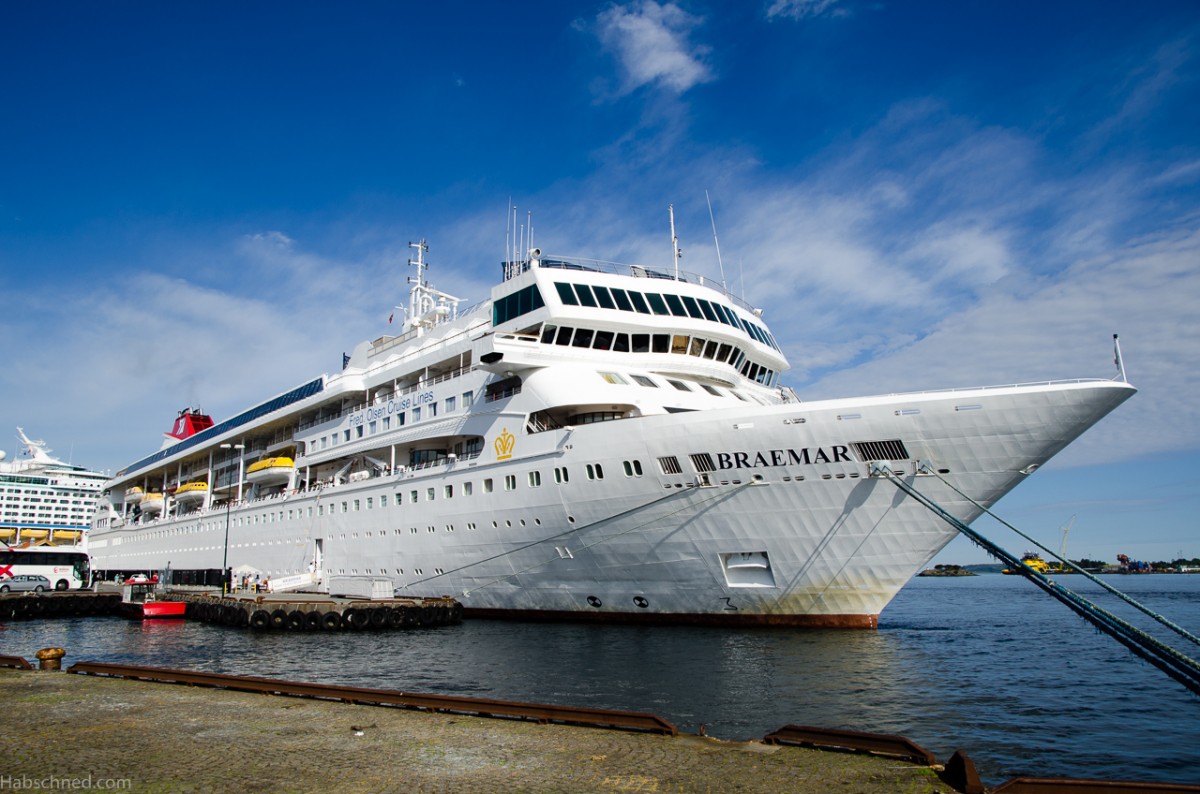 Die Braemar der Fred Olsen Cruises am Kai in Stavanger.
Aufnahmedatum 13.06.2014