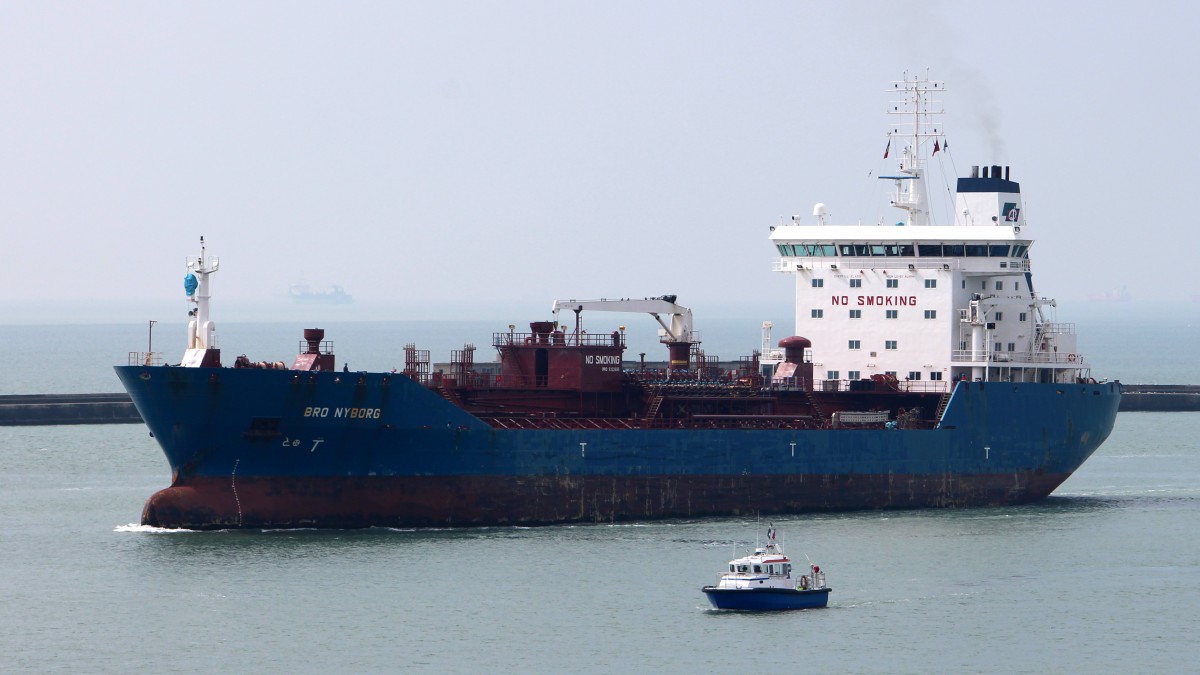 Die Bro Nyborg am 21.04.2014 im Hafen von Le Havre.