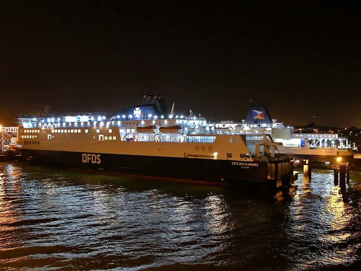 Die Côte des Flandres von DFDS Seaways France im Hafen von Calais. (Juli 2019)