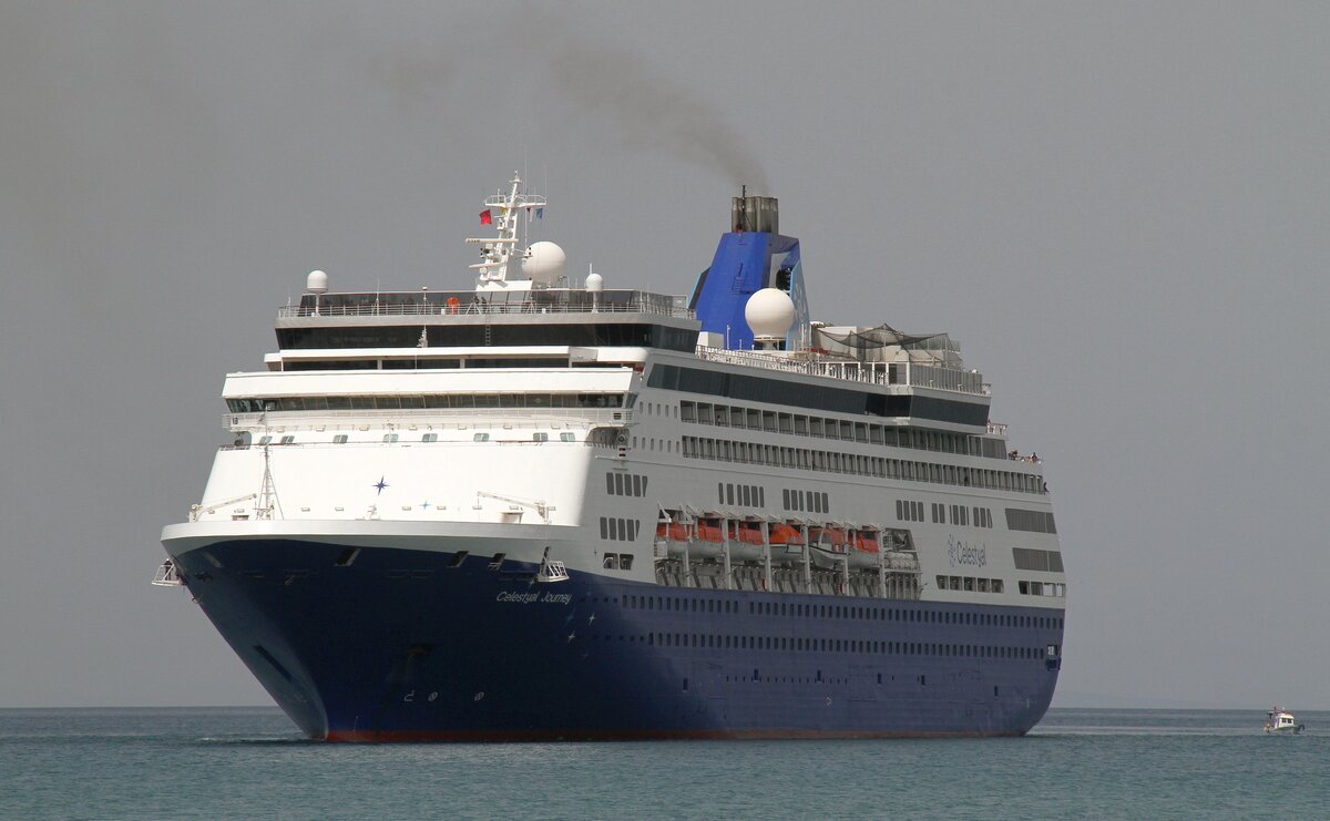 Die Celestyal Journey. Aufgenommen 22.04.2024 im Hafen von Kusadasi/Türkei