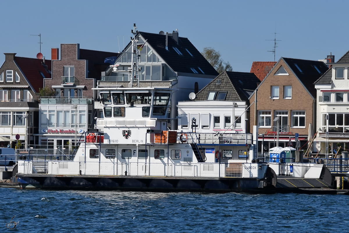 Die Fähre Berlin (ENI: 05116110) Anfang April 2019 in Travemünde.