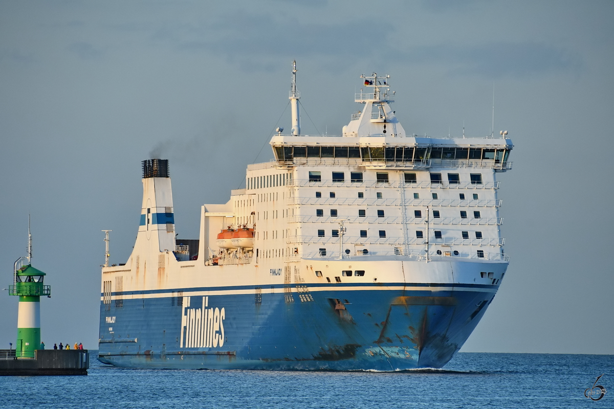 Die FINNLADY (IMO: 9336268) war Anfang Mai 2023 bei der Ankunft in Travemünde zu sehen.