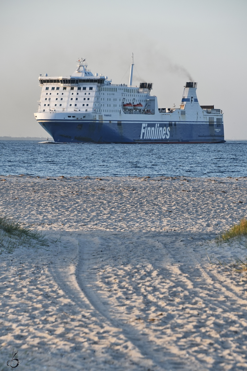 Die FINNMAID (IMO: 9319466) ist hierar Anfang Mai 2023 bei der Ankunft in Travemünde zu sehen.