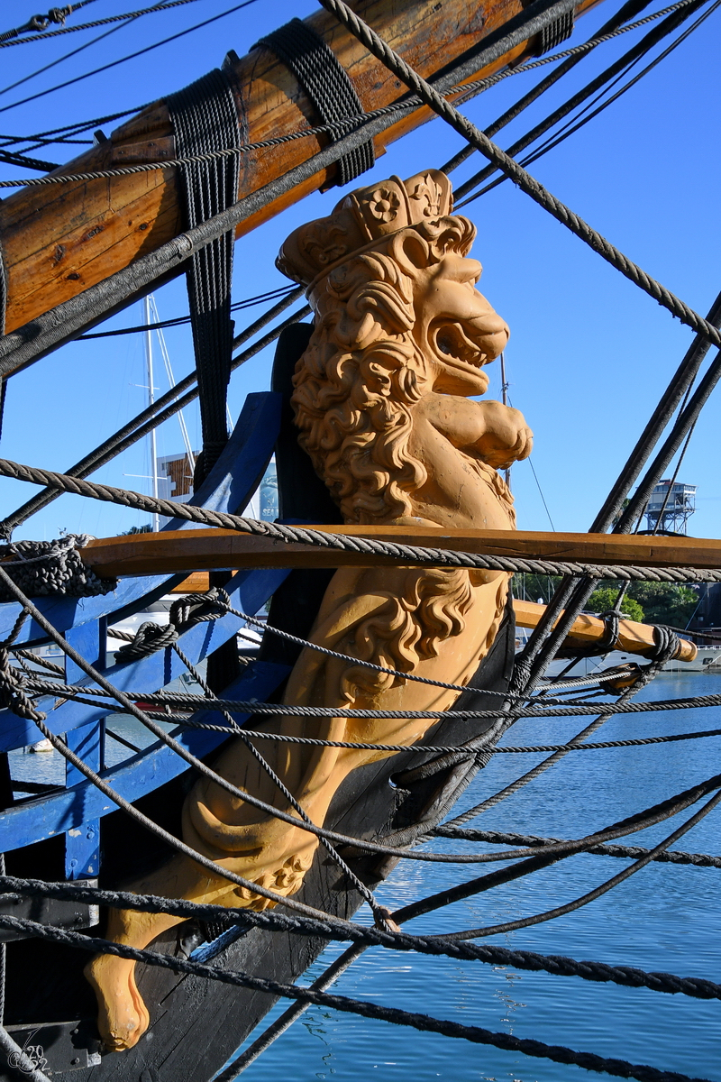 Die Galionsfigur des Segelschiffes GÖTHENBURG (IMO: 8646678). (Barcelona, November 2022)