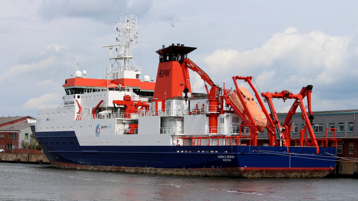 Die Maria S. Merian am 22.08.2014 im Hafen von Bremerhaven.