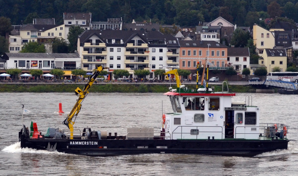 Die MS Hammerstein, ein Schiff der Wasser- und Schifffahrtsverwaltung auf dem Rhein bei Erpel am 21.09.2013.