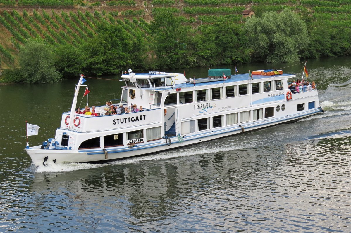 Die  MS Stuttgart  auf dem Neckar, Höhe Max-Eyth-See am 18.06.2014