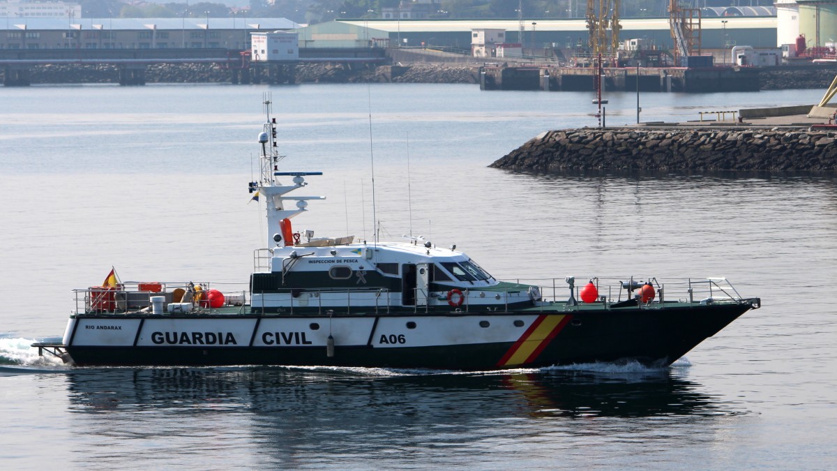 Die Rio Andarax am 18.04.2014 im Hafen von La Coruna. Sie ist 30m lang und 6m breit.