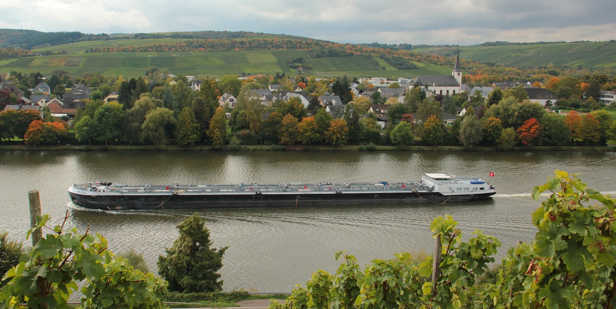 Die RP ZUG passiert Longuich an der Mosel. Das Foto ist vom 14.10.2013