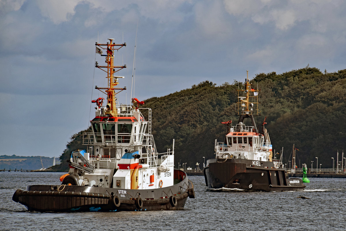 Die Schlepper STEIN und KIEL im Hafen von Flensburg. Aufnahme vom 07.09.2017