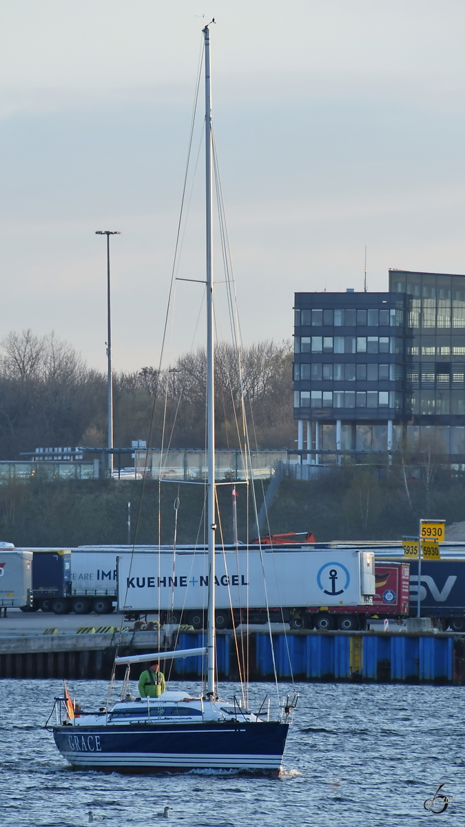 Die Segelyacht  Grace  Anfang April 2019 in Travemünde.