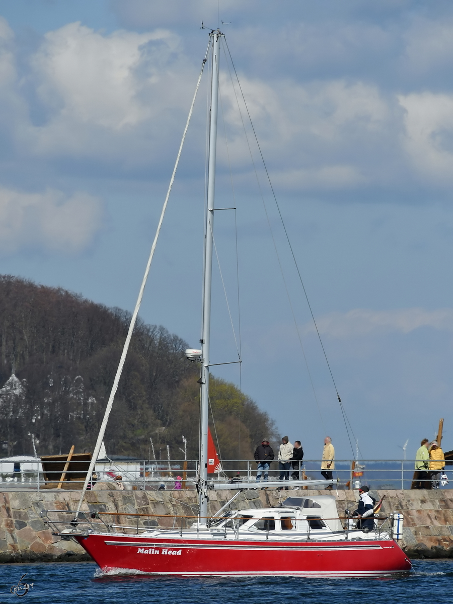 Die Segelyacht  Malin Head  Anfang April 2019 in Travemünde.