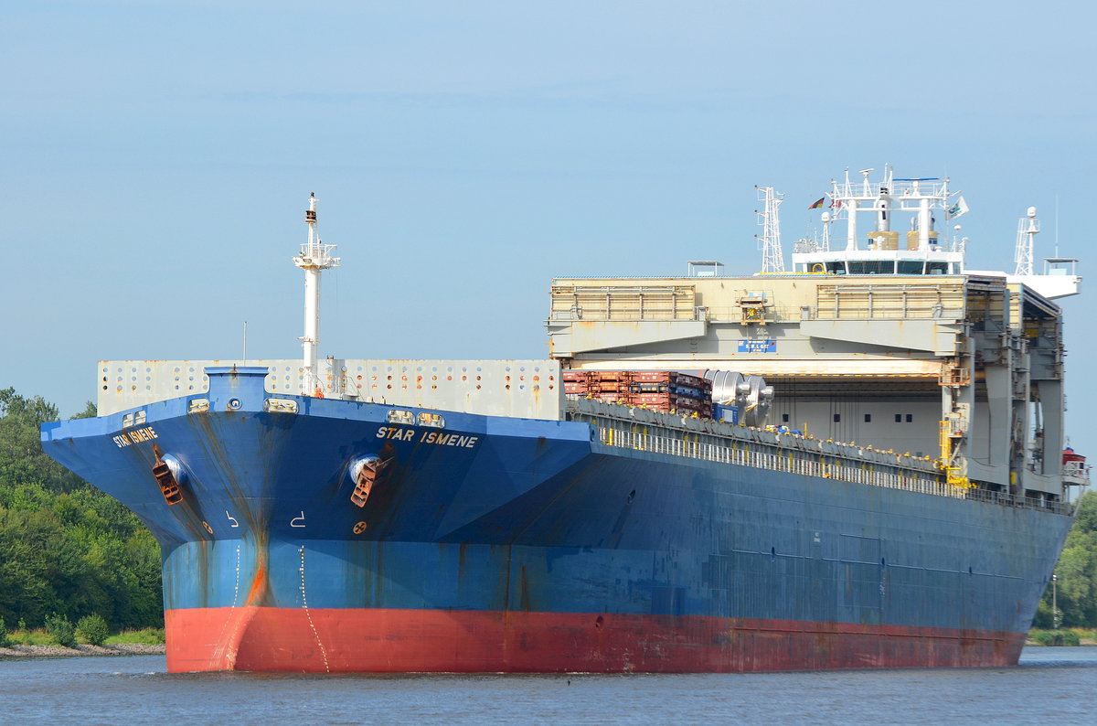 Die Star Ismene IMO-Nummer:9182966 Flagge:Norwegen Länge:198.0m Breite:31.0m Baujahr:2000 Bauwerft:Mitsui Engineering&Shipbuilding,Tamano Japan am 19.07.17 auf dem Nord-Ostsee-Kanal an der Weiche Fischerhütte aufgenommen.