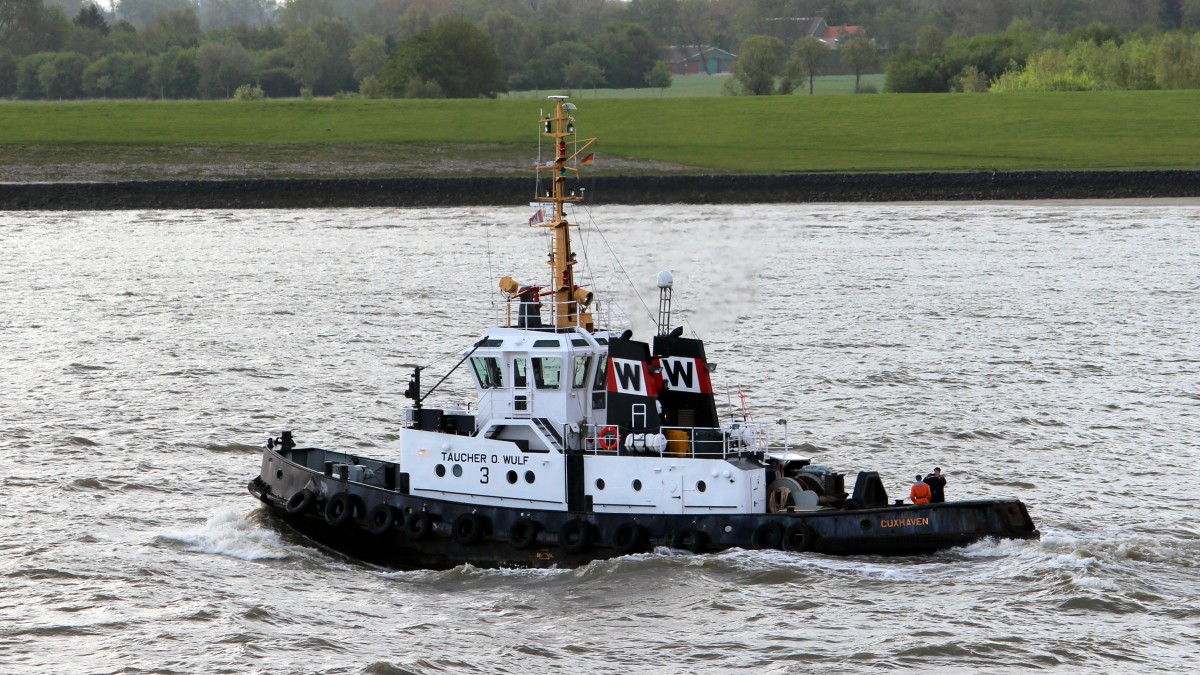 Die Taucher O.Wulf 3 am 23.05.2013 auf der Elbe.