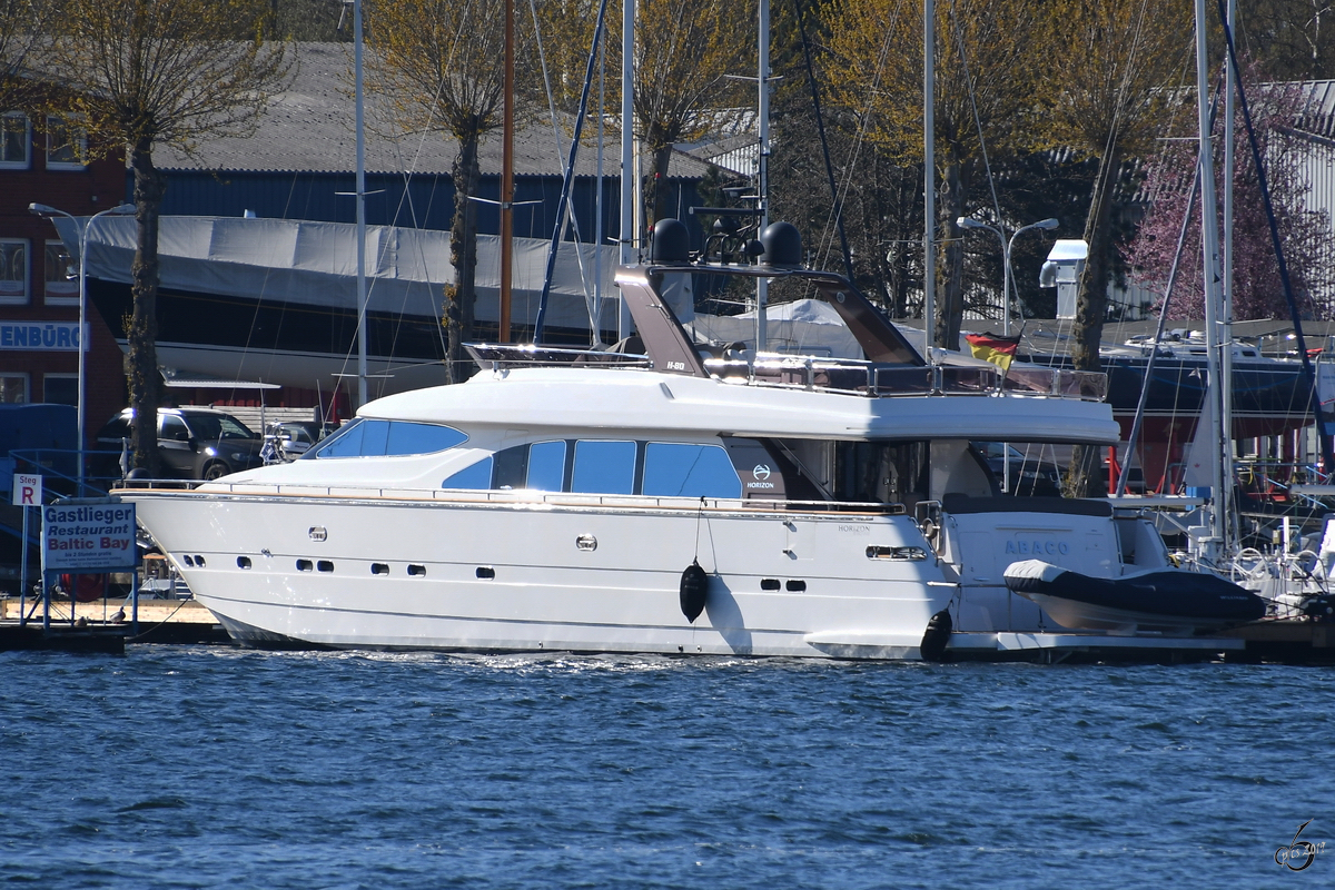 Die Yacht  Abaco  Anfang April 2019 in Travemünde.