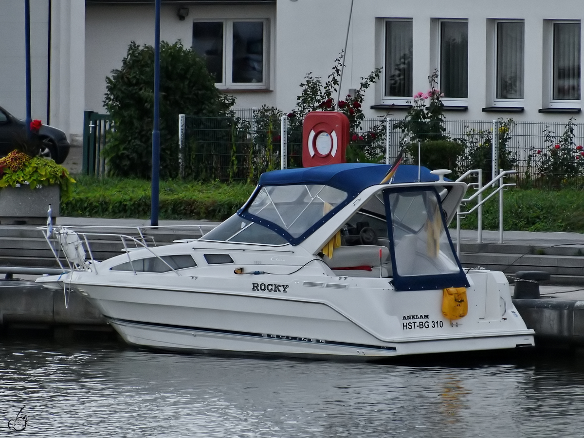 Die Yacht ROCKY war Mitte August 2021 in Wolgast zu sehen.