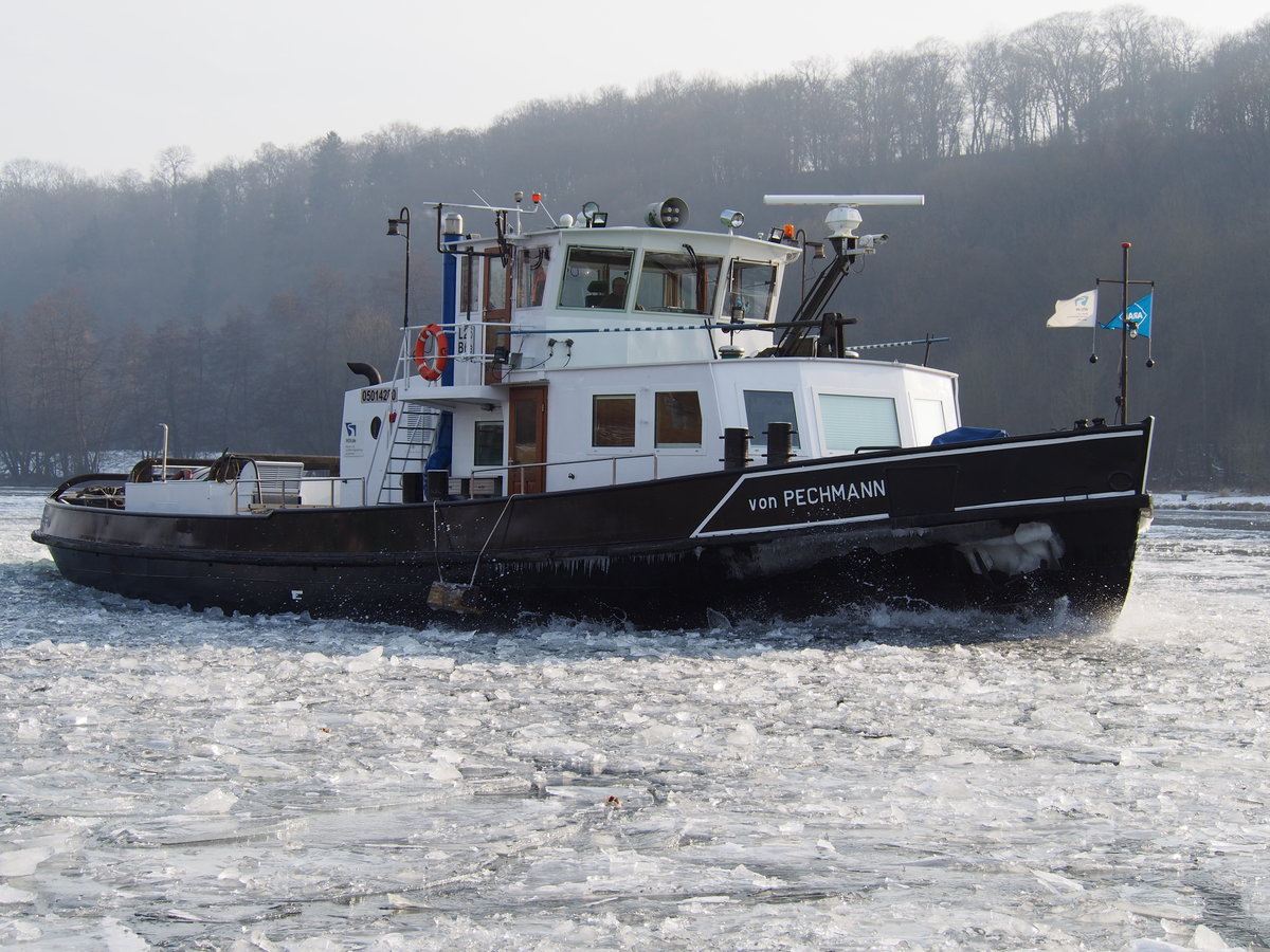 EB.von Pechmann gehört zum WSA Aschaffenburg vor der Schleuse Lengfurt auf dem Main.Foto 29.01.2017