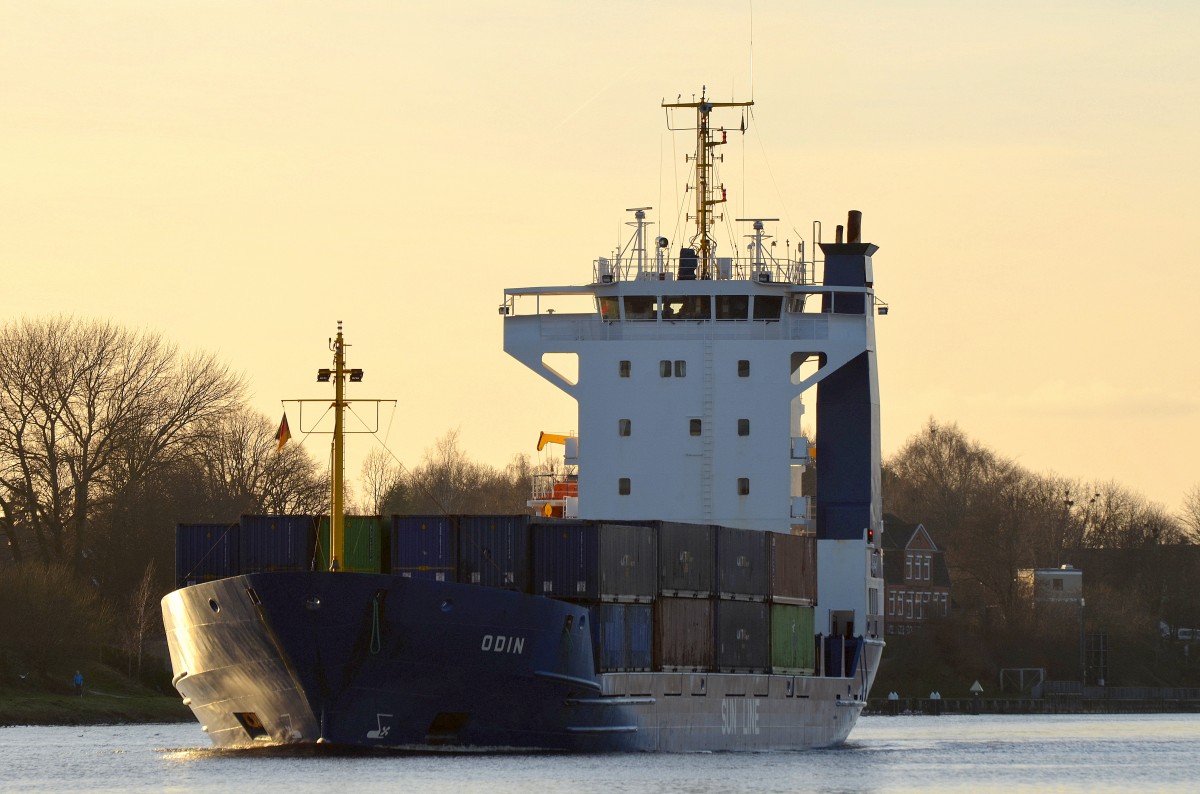 Ein alter bekannter die Odin ex Trans Odin IMO-Nummer:9101144 Flagge:Antigua und Barbuda Länge:97.0m Breite:16.0m Baujahr:1994 Bauwerft:Sietas Hamburg Deutschland hier am 13.12.15 im Nord-Ostsee-Kanal bei Rendsburg.