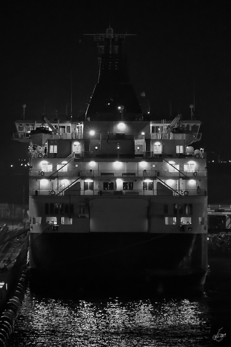 Ein Fährschiff von P&O Ferries Anfang Juli 2019 im Hafen von Calais.