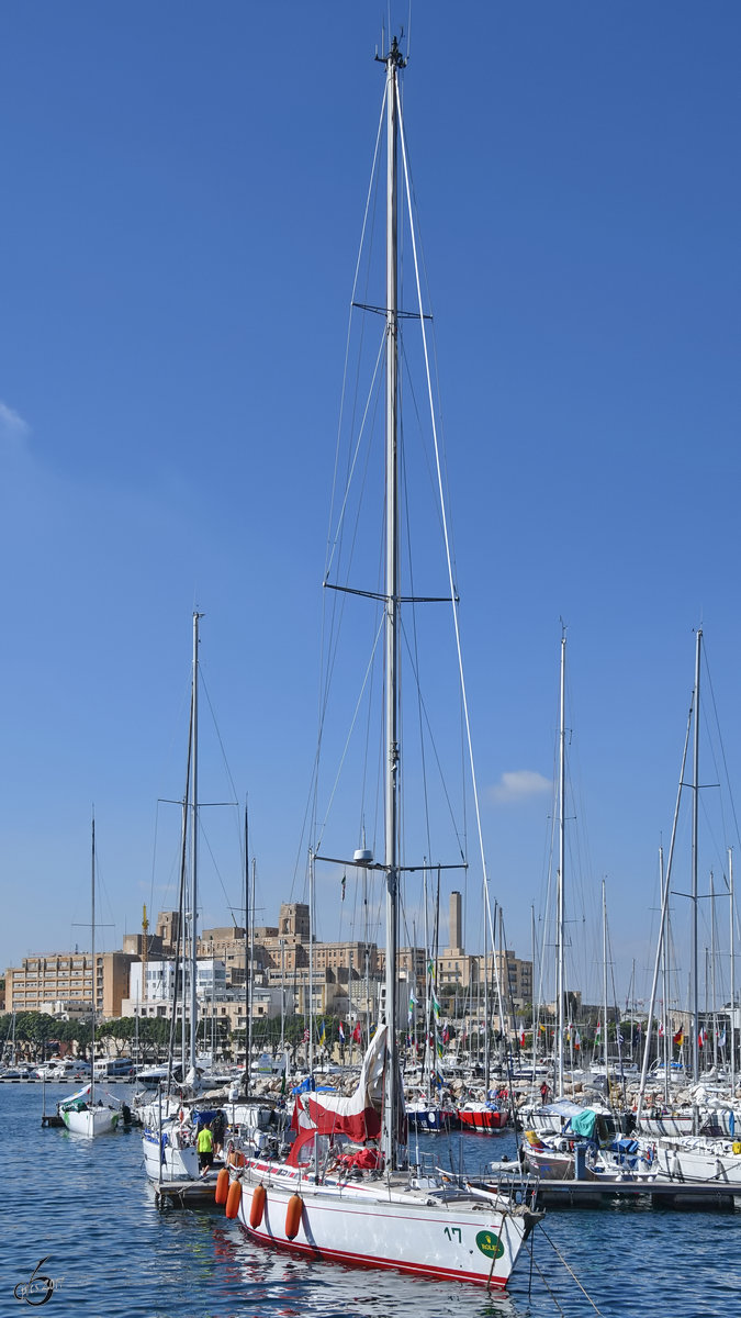 Eine Segelyacht im Oktober 2017 auf Malta.