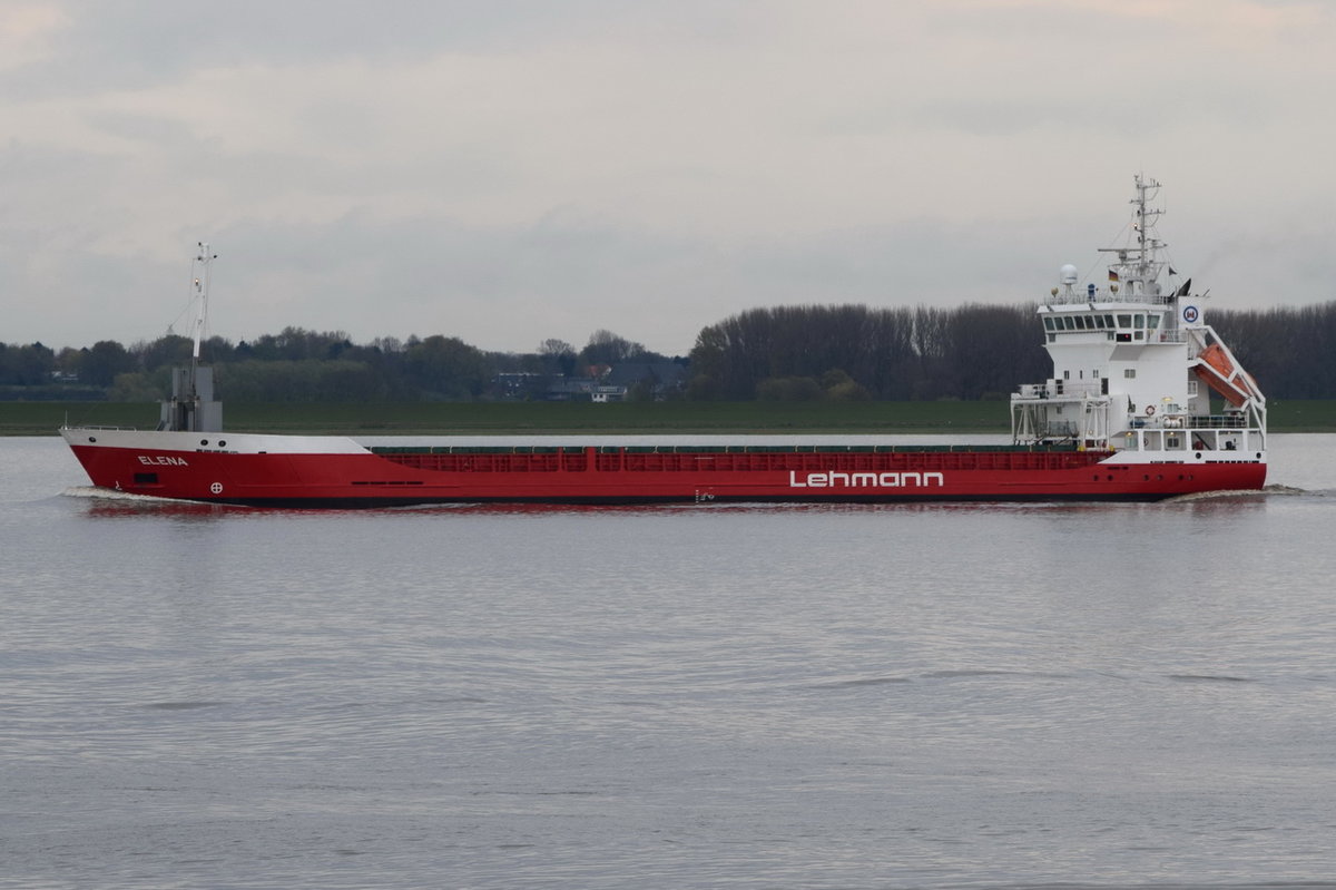 ELENA , Stückgutschiff , IMO 9195901 , Baujahr 2001 , 224 TEU , 95 x 13m , 26.04.2016 Grünendeich