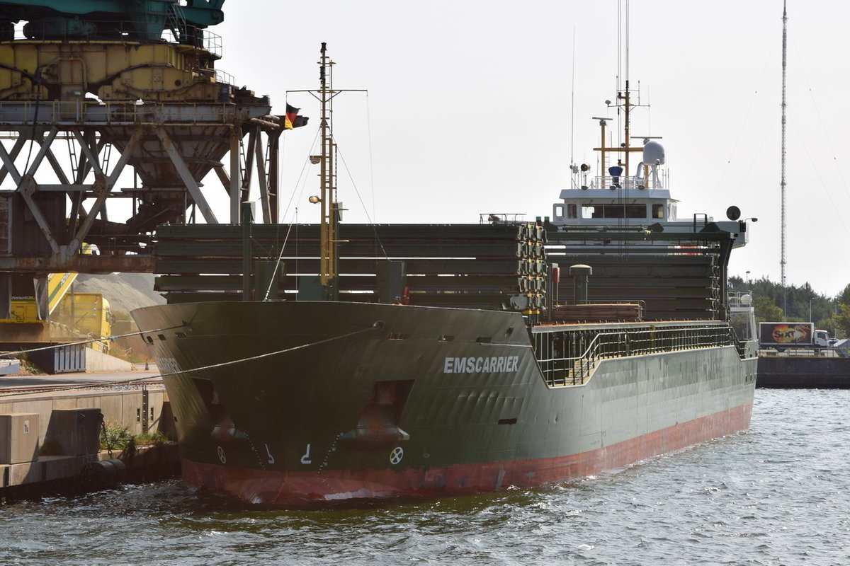 EMS CARRIER ,General Cargo ,IMO 9342164 , Baujahr 2007 , 108 × 16m ,27.08.2016 Rostock-Warnemünde