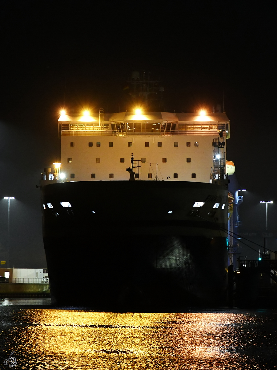 Ende März 2022 war die Fähre FINNPARTNER (IMO: 9010163) am Skandinavienkai in Travemünde zu sehen.