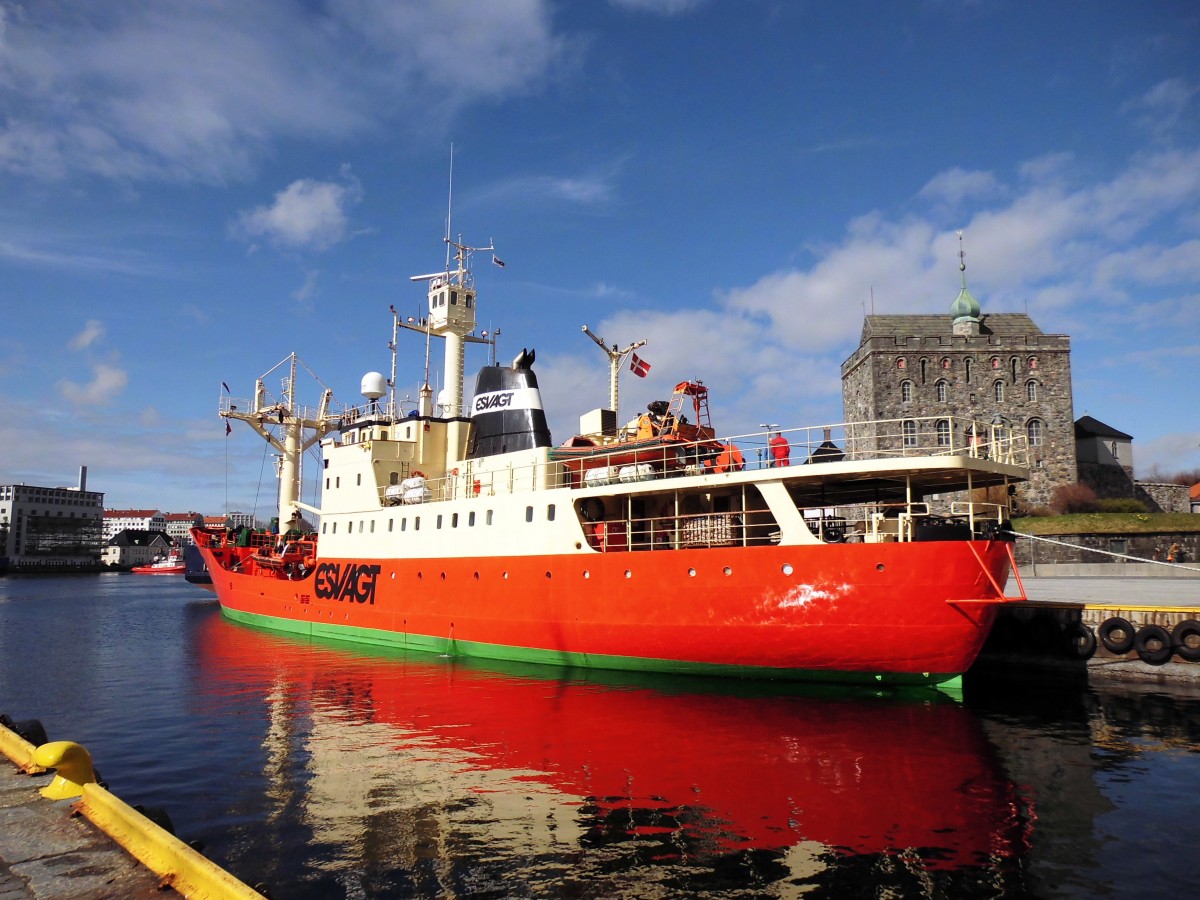  ESVAGT Alpha  ein Mannschaftswechselschiff am 07.04.14 in Bergen (Norwegen).