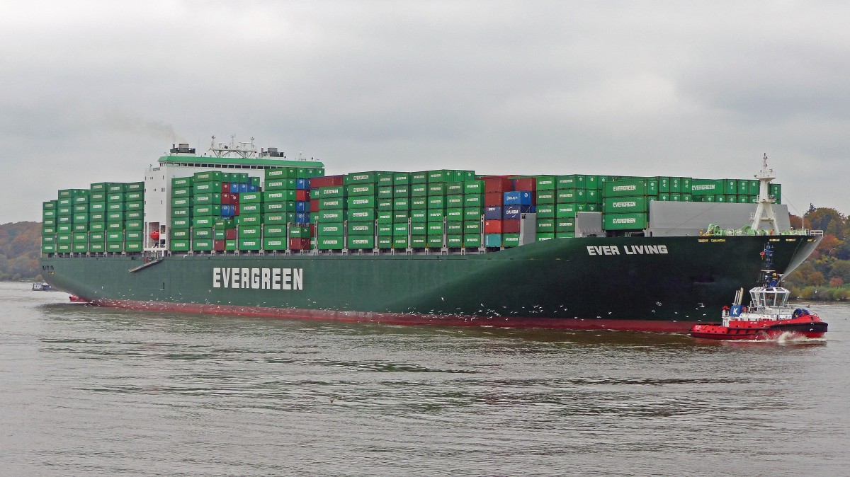  Ever Living  Erstanlauf in den Hamburger Hafen am 16.10.2013
completion year: 2013 / 05 
overall length (m): 333,50 
overall beam (m): 42,80 
maximum draught (m): 14,50 
deadweight (ton): 100.400 