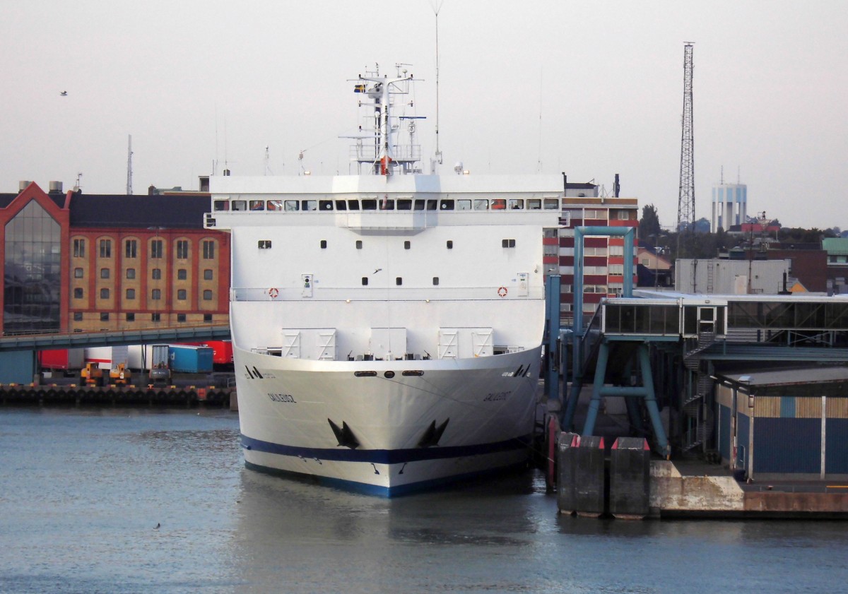 Fährschiff Galileusz der UNITY LINE am 18.09.14 in Trelleborg.