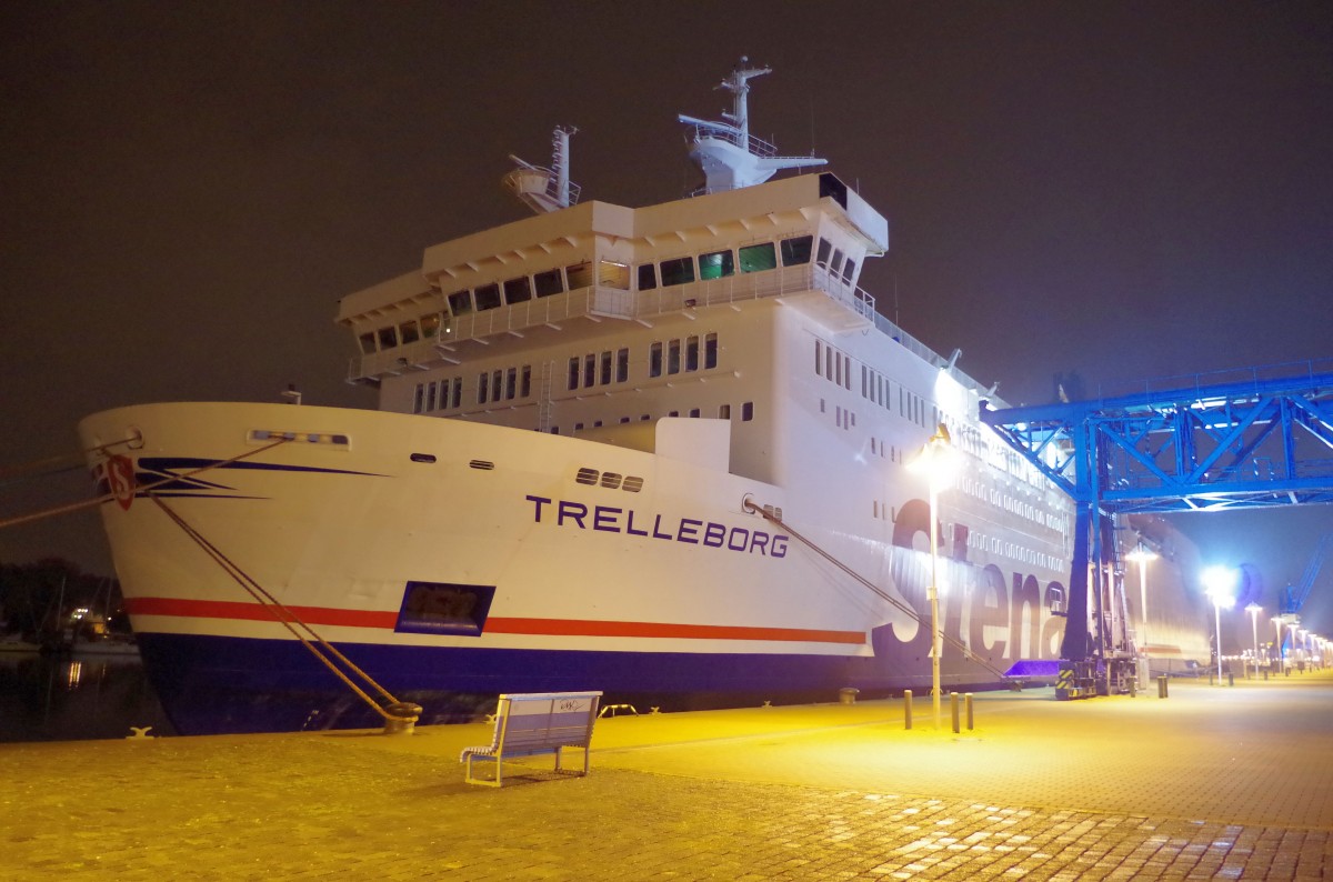 Fährschiff Trelleborg am 29.10.14 im Stadthafen Rostock.