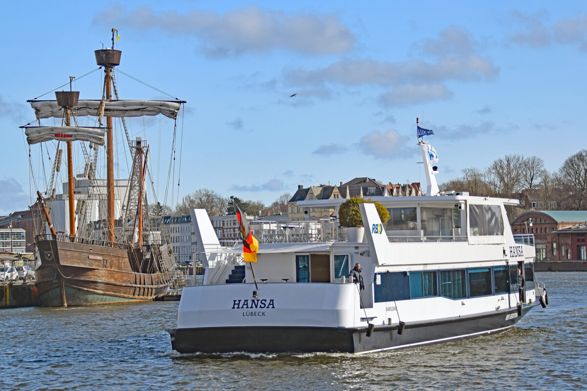 Fahrgastschiff HANSA ( Hanseschifffahrt ) am 02.04.2022 in Lübeck.