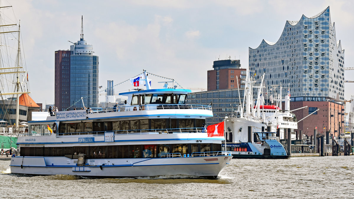 Fahrgastschiff LA PALOMA ex ANJA (ENI-Nr.: 04811010) der Reederei Rainer Abicht am 26.05.2020 im Hafen von Hamburg. Baujahr 2013, Länge 45 Meter