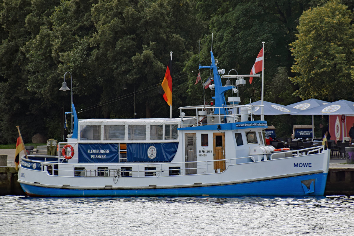 Fahrgastschiff MÖWE (ENI 05114120) am 07.09.2017 im Hafen von Flensburg