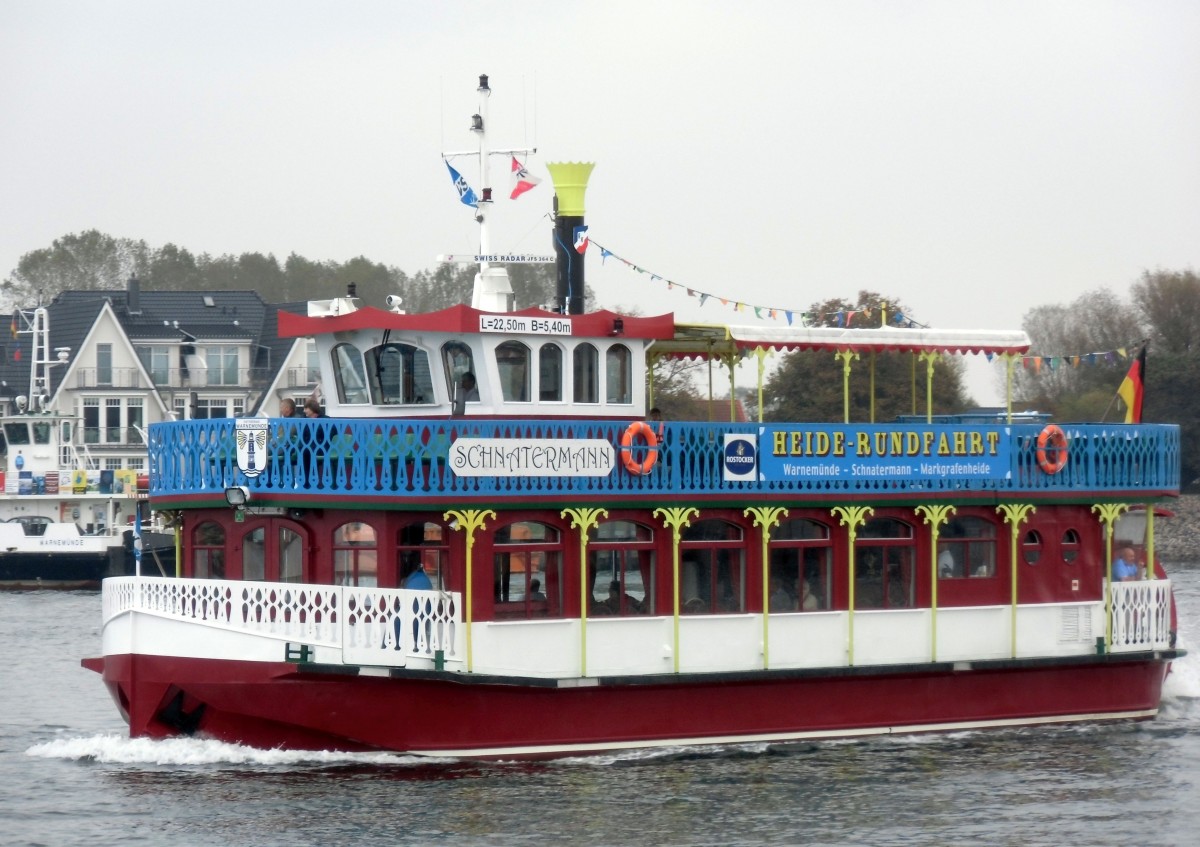 Fahrgastschiff  Schnatermann  am 16.10.14 in Rostock.