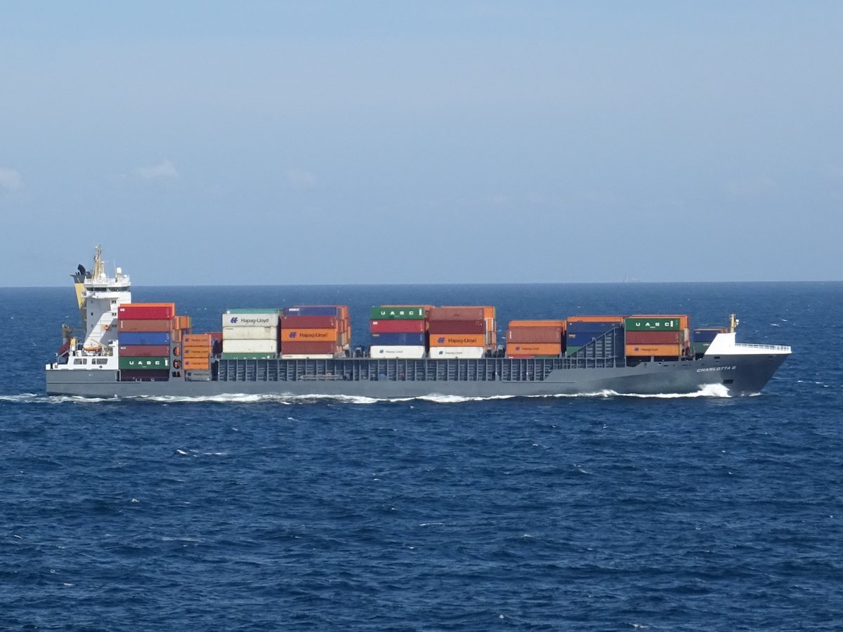 Feeder Charlotta B in der Nordsee (Juli 2018)