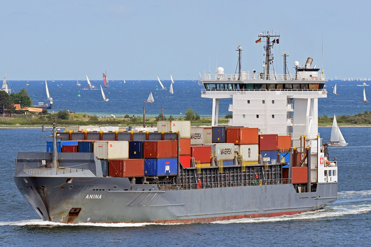 Feederschiff ANINA (IMO 9354351) am 23.06.2019 in der Kieler Förde