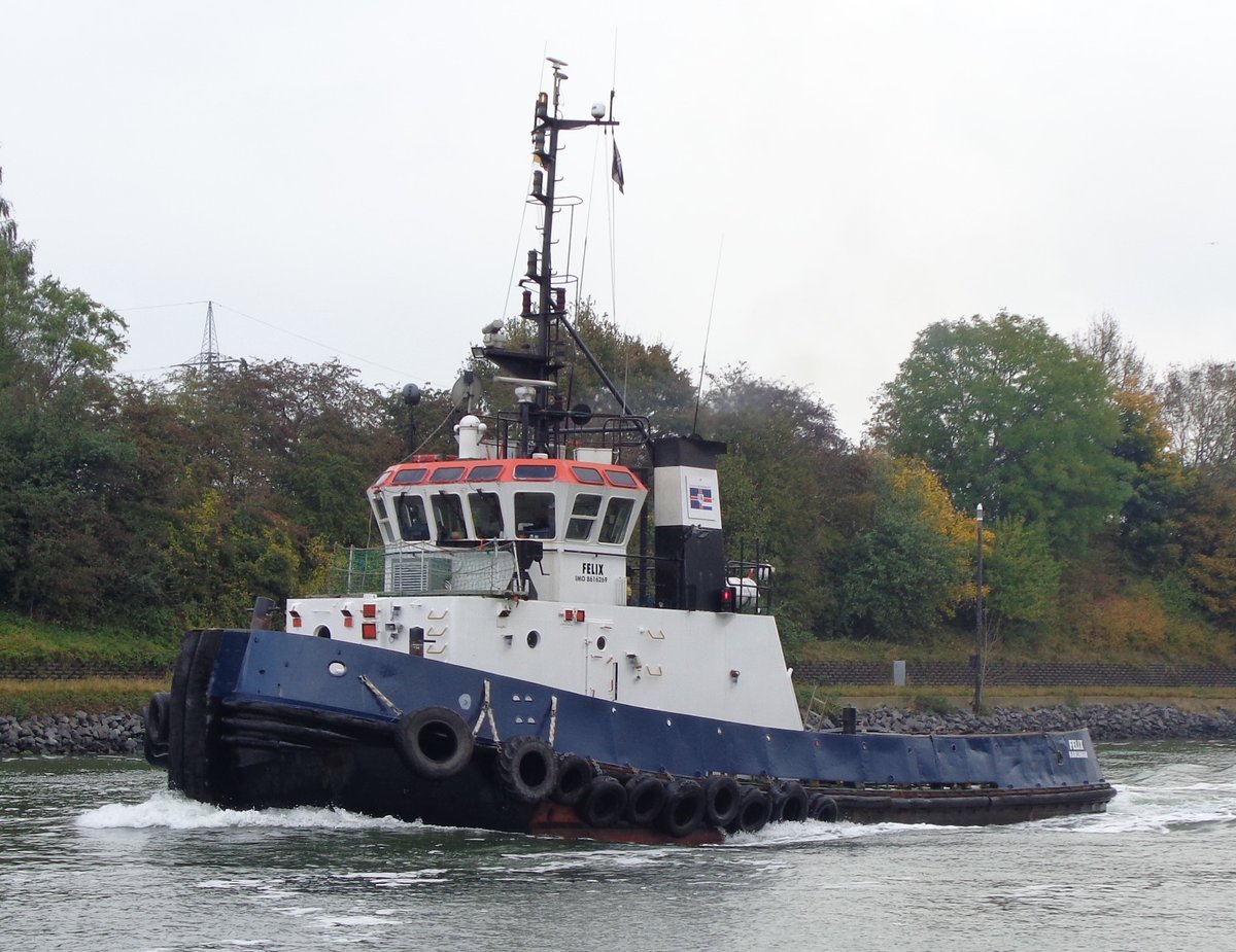 FELIX imo=8616286 exFairplay X -ex Lady Sybil Bj.Am 20-10-2016 in Kl.Königsförde am NOK. Bj.1988 fährt nun für H.Schramm aus Brunsbüttel unter Holländische Flagge