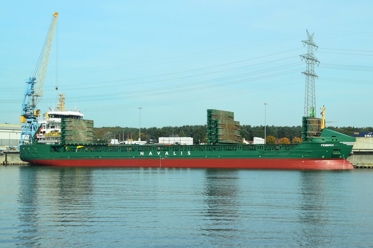 FEMBRIA , General Cargo , IMO 9350771 , Baujahr 2006 , 116.97 × 16.87m , Travemünde , 15.10.2019
