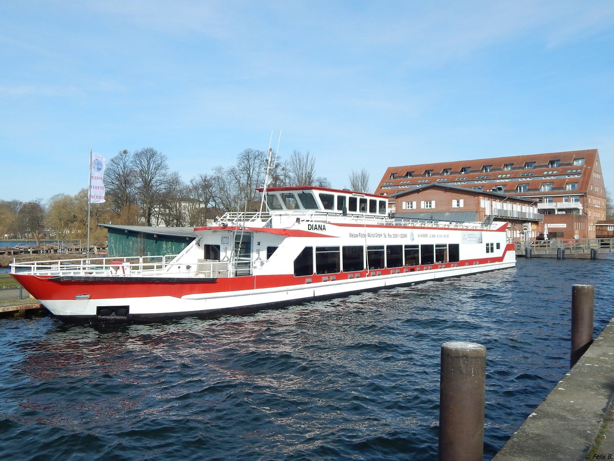 FGS  Diana  auf der Müritz in Waren an der Steinmole am 07.04.2018