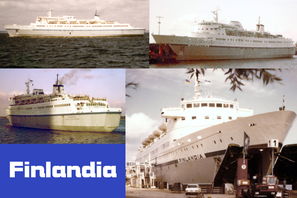 FINLANDIA (IMO:6622458) im Jahre 1977 in bzw. im Seeraum vor Lübeck-Travemünde. Das zur Finnlines gehörende Schiff hatte eine Länge von 153 Metern und eine Breite von 20 Metern.
Gebaut von Wärtsilä in Helsinki / Finnland, wurde das Fährschiff am 25.5.1967 in Dienst gestellt. Rund 22 Knoten Höchstgeschwindigkeit konnte MS FINLANDIA erreichen. 