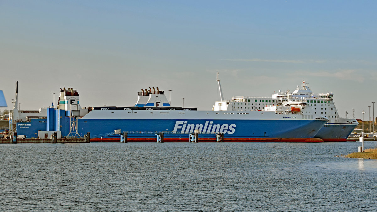 FINNTIDE (IMO 9468920) am 19.01.2020 am Skandinavienkai in Lübeck-Travemünde liegend